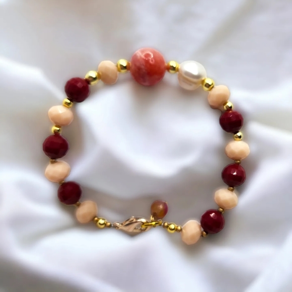 Czech Glass, Pearl, Quartz clasp bracelet - Picture 2 of 5